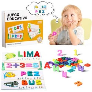 Oderra 3 4 5 6 7 8 Educatief 3-8 jaar, spelletjes lezen leren rekenen, Scrabble spelling Spaans Montessori speelgoed voor kinderen meisje kleur oranje