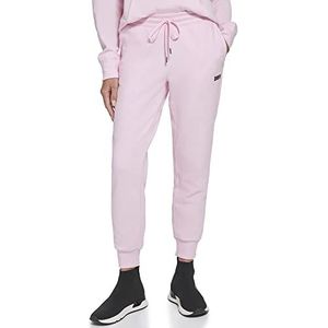 DKNY - Dames fleece sportbroek met metallic strepenlogo roze S, Roze voor dames.