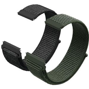 2 stuks nylon horlogebandjes, 20 mm/22 mm, horlogeband met smartwatch snelsluiting, voor dames en heren, verstelbaar, ademend, geweven voor dames en heren