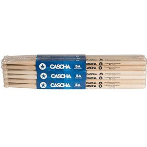 CASCHA Robuuste 5A professionele drumsticks van esdoorn I esdoornhouten staven I professionele drumsticks I houten kop model 12 paar (24 stuks)