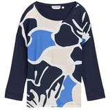 TOM TAILOR Damesshirt met lange mouwen en bloemenprint, 10668 - Sky Captain Blue