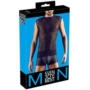Svenjoyment Underwear SVENJOYMENT heren gebreid hemd wetlook L zwart Nero 001 zwart Nero 001, L, 21609781721, Zwart (Zwart 001)