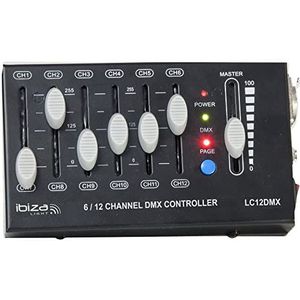 Ibiza - LC12DMX - 12-kanaals DMX controller in 2 pagina's met 6 kanalen - XLR uitgang - Zwart