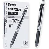 Pentel set van 12 BL77 EnerGel-rollers, intrekbaar, sneldrogend, 0,7 mm punt, zwart, 12 stuks