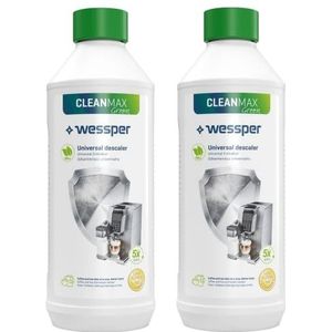 Wessper GreenMax Vloeibare ontkalker voor koffiezetapparaat, 2 x 500 ml, compatibel met Delonghi Bosch Senseo Nespresso Dolce Gusto