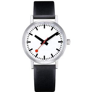 Mondaine Classic, zwart leren horloge voor dames en heren, A660.30360.16OM, 40 mm, zwart, riem, zwart., riem