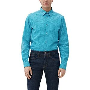 s.Oliver Shirt met lange mouwen voor heren, blauw/groen, M, Blauw/Groen