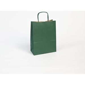 Clairefontaine 395610C cadeauzakje, kraftpapier, 16 x 8 x 21 cm, 100 g, kleur: groen, gedraaide handgrepen, ideaal voor: geschenkverpakking, levensmiddelbenodigdheden, basic kraftpapieren zak