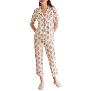 Women'secret Pyjama Capri Mix and Match Spring Drops Jeu pour femme, Imprimé fond blanc, M