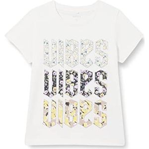 NAME IT Nkfjamina S Top T-shirt voor meisjes, Glanzend wit/print: dubbel crème