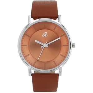 Amor 2037082 Unisex analoog quartz horloge met appel lederen band veganistisch zwart waterdicht 3 bar levering in geschenkdoos, zilver., Riemen