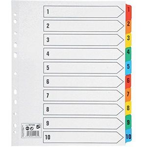 5 Star Maxi index kaart, extra groot, 230 micron, met gekleurde tabbladen, A4, wit