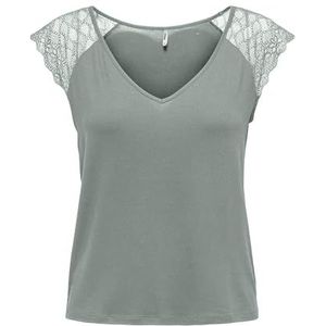 ONLY Onlpetra S/S Lace Mix Top Cs Jrs T-shirt voor dames, Groen