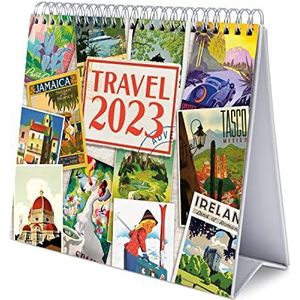 Grupo Erik CS23027 Bureaukalender 2023 Travel – 12 maanden, 20 x 18 cm, maandkalender in het Frans, januari 2023 tot december 2023, FSC-gecertificeerd, met harde standaard