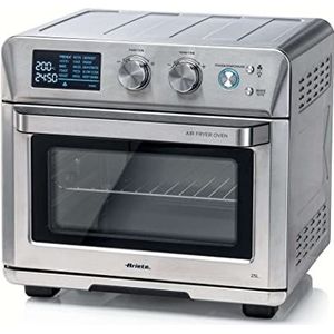 Ariete 4629 Airy Fryer Oven Digital SS, luchtfriteuse, elektrische oven, inhoud 25 l, 1700 W, voor pizza 30 cm, led-display, maximale temperatuur 230 °C, zilver