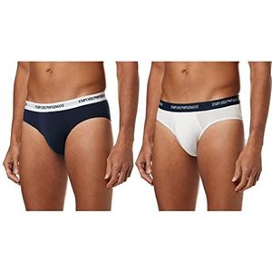 Emporio Armani 2 stuks Essential Core logoband bikini voor heren (2 stuks), wit/marineblauw