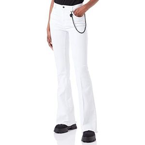 Love Moschino Flare Fit 5-Pocket Trousers Pantalon Décontracté, Optical White, 34 pour Femme, Optical White, 32