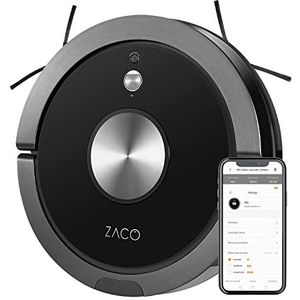 ZACO A9s Robot stofzuiger en dweil met Wi-Fi, verbonden Alexa, Google en app - 2-in-1 draadloze robot - mapping navigatie, camera, XL 600 ml container - wasreiniger voor dierenhaar, zwart