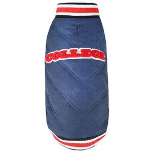 Record - Manteau Collège pour chien, matelassé et rembourré. Manteau avec trou de laisse, fermeture Velcro et élastiques réglables pour plus de confort et de commodité. | Bleu/rouge, 3XS - Longueur