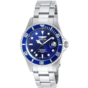Invicta Pro Diver Quartz horloge van roestvrij staal, 37 mm, Zilver/Blauw, Kit