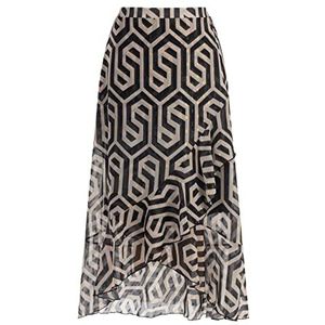 faina Midi-rok voor dames, maxi-rok (1 stuk), Zwart/Beige