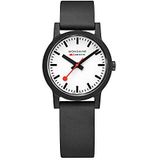 Mondaine Essence MS1.32110.RB Horloge voor dames en heren, met armband van hernieuwbaar materiaal, zwart, 32 mm, waterdicht, 30 m, duurzaam, zwart., Riem