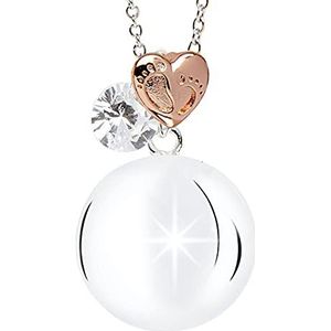 MAMIJUX Zwangerschapsketting, bola met kleine stalen ketting, één maat, zilver, zirkonia, Zilver, Zirkonia