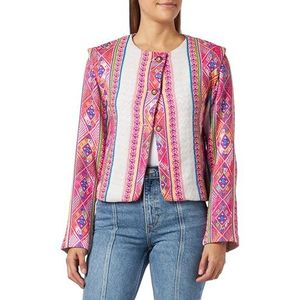 aleva Korte blazer voor dames 29327470-AL04, etnische print, meerkleurig, roze, S, etnisch patroon, roze, meerkleurig, S, Veelkleurig roze etnisch patroon