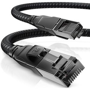 CSL CAT 7 Black Series Gigabit Ethernet LAN-netwerkkabel - katoenen mantel - 10.000 Mbit/s - patchkabel - ruwe kabel S FTP PIMF - afgeschermd met RJ 45-stekker - switch, router, gaming-modem - 5 m