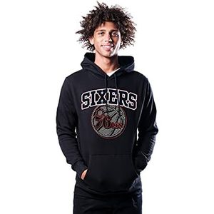 Unk NBA Primo Metallic, Philadelphia 76ers capuchontrui voor heren, fleece, zwart.