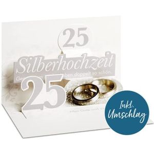 BSB Wenskaart voor bruiloft geldbruiloft - pop-up kaart - ringen met 25