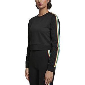 Urban Classics Dames Multicolor Taped Sleeve Crewneck Trui, zwart (00007)