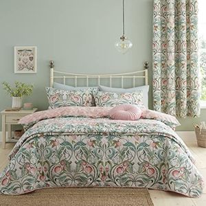Catherine Lansfield Bedding Clarence Beddengoedset voor eenpersoonsbed, bloemenpatroon, dekbedovertrek en kussensloop, natuur/groen
