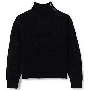 BOSS Dames C Farmenia Pullover Regular Fit met ritssluiting en elegante structuur, zwart, S, zwart.