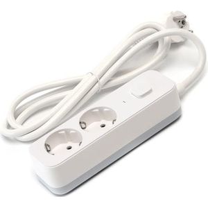 Duitse stekkerdoos serie L 2-voudig met schakelaar 1,5 m 3G 1,5 mm² wit grijs