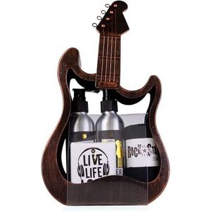 Accentra Cadeauset met metalen gitaar bestaande uit douchegel, bodylotion, zeep en kleine handdoek - origineel cadeau voor speciale gelegenheden zoals Moederdag,