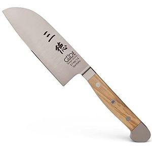 GÜDE Solingen Santoku Gesmeed olijfhouten mes 14 cm, Alpha Olive, dubbele appel, handgemaakt in Duitsland