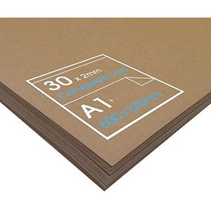 30 vellen golfkarton 2 mm - 300 g/m² kraftpapier A1 gelamineerd