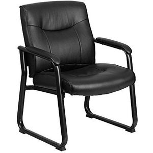 Flash Furniture Hercules Series Bureaustoel, leer, met slee voet, 75,56 x 62,87 x 44,45 cm, zwart