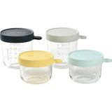 Béaba Set met 4 extra resistente glazen verpakkingen om babymaaltijden in te bewaren, gemaakt in Frankrijk, 100% luchtdicht, hittebestendig, invriezen, sterilisatie, schaalverdeling, 2 x 150 ml, 2 x