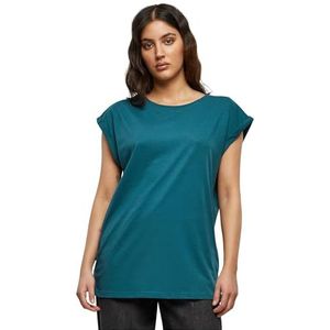 Urban Classics Ladies Extended Shoulder dames T-shirt grijs gemêleerd, Blauwgroen