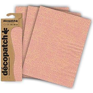 Décopatch C839C – een zakje met 3 vellen bedrukt papier, 30 x 40 cm, roze microkosmo-harten