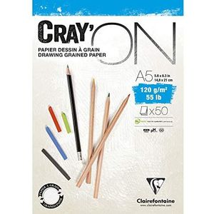 Clairefontaine Cray'on 975019C tekenblok, A5, 14,8 x 21 cm, 120 g, 50 vellen