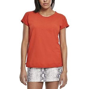 Urban Classics Dames Pigment Dye Cut Open Tee T-Shirt, Oranje (Blood Orange 01685), XS Dames, Oranje Vif