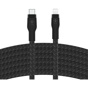 Belkin BoostCharge Pro Flex USB-C naar Lightning gevlochten mantelkabel (3 m), MFi-gecertificeerd (20 W), Power Delivery opladen voor iPhone 14/14 Plus, 13, 12, Pro, Max, mini, SE, iPad enz. (zwart)
