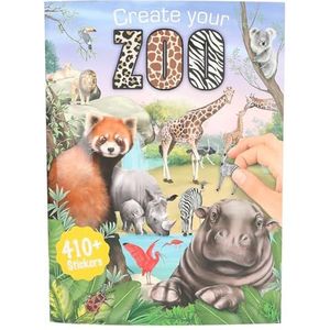 Depesche Dessert 13607 Maak je kleurboek met 24 voorgedrukte dierentuinmotieven, met 3 dubbele pagina's stickers, meerkleurig, eenheidsmaat