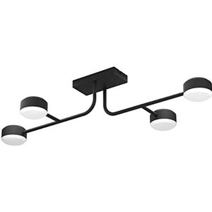 EGLO Clavellina Led-plafondlamp, dimbare plafondlamp met 4 spots, minimalistische spot-rail van zwart staal en witte kunststof, warm wit