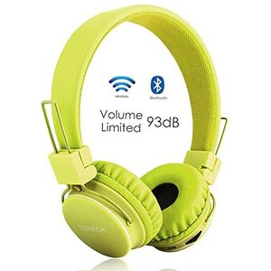 Termichy Bluetooth kinderhoofdtelefoon met 93dB volumeregeling, opvouwbaar, licht, draadloze hoofdtelefoon met audiokabel, draadloze hoofdtelefoon, muziekvrijgave-aansluiting, ingebouwde microfoon (groen)