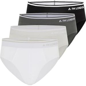 FM London Fm London heren slip van bamboe, 4 stuks, Zwart/Grijs/Wit