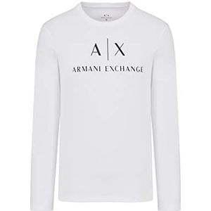 Armani Exchange A|x T-shirt met lange mouwen en ronde hals voor heren, Wit